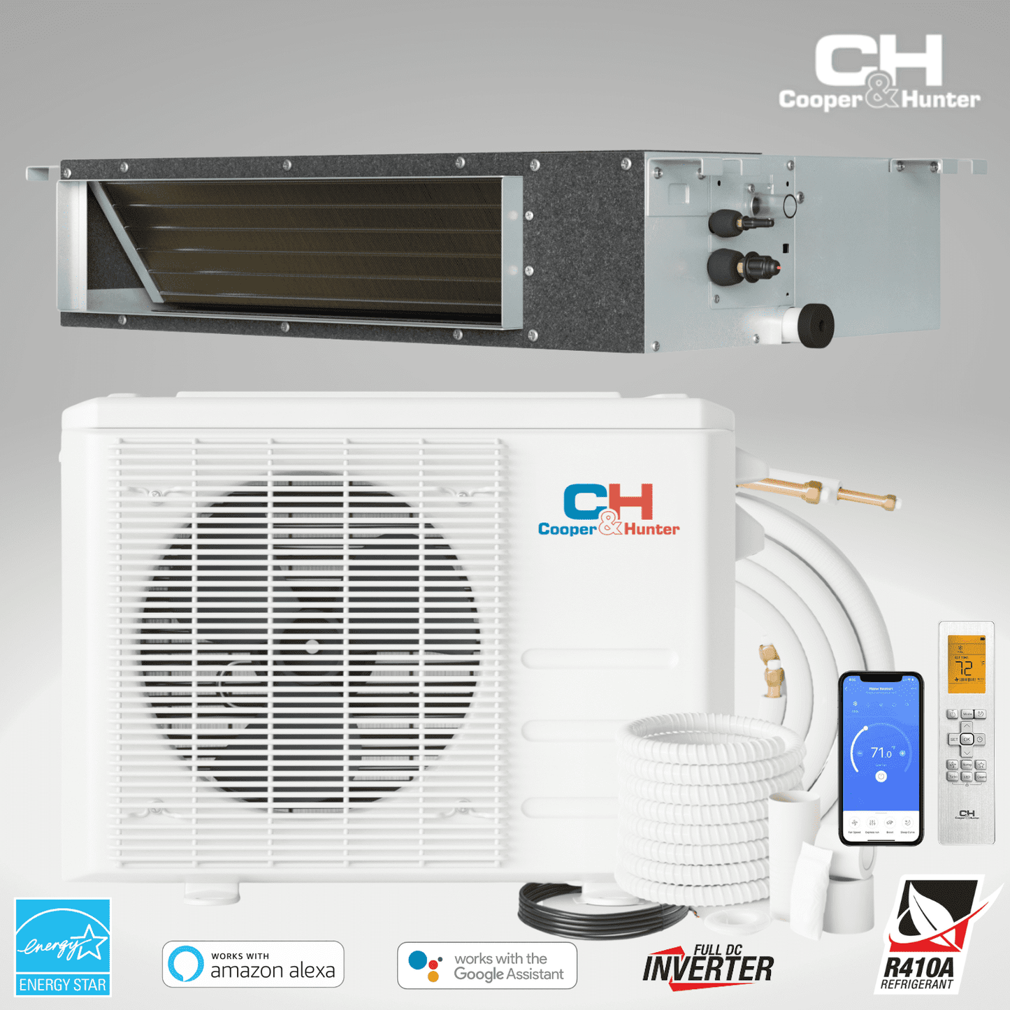 Cooper&Hunter 9.000 BTU Cover 450 sq ft Single-Zone Slim Duct Heat Pump