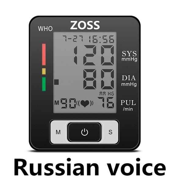 ZOSS English or Russian Voice Cuff Wrist Sphygmomanometer Blood Presure