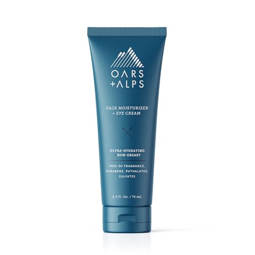 Oars + Alps Face Moisturizer and Eye Cream, Dermatologist Tested Skin Care Infused with Aloe Leaf Juice and Vitamin E, Travel Size, 2.5 Fl Oz