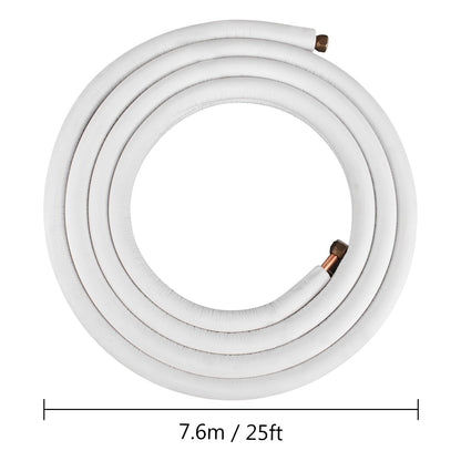 VEVOR 1/2 x 1/4-24.6ft Mini Split Copper Line Set. Copper Pipes for Mini Split Air Conditioner  OD Flared Copper Lines White Mini Split Line Set for Heat Pump System Line Set for 12000 BTU