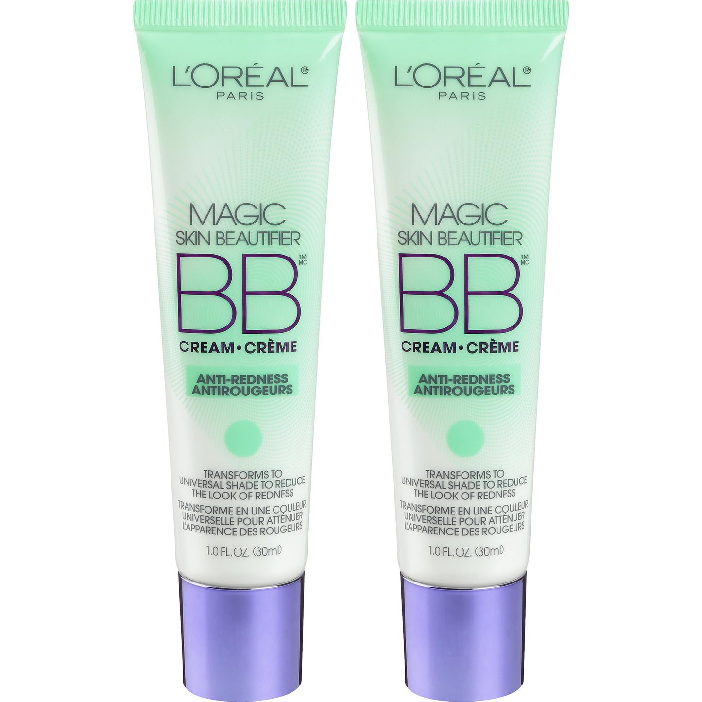 L'Oréal Paris Makeup Magic Skin Beautifier BB Cream Tinted Moisturizer, Anti-Redness, 1 fl oz, 2 Count