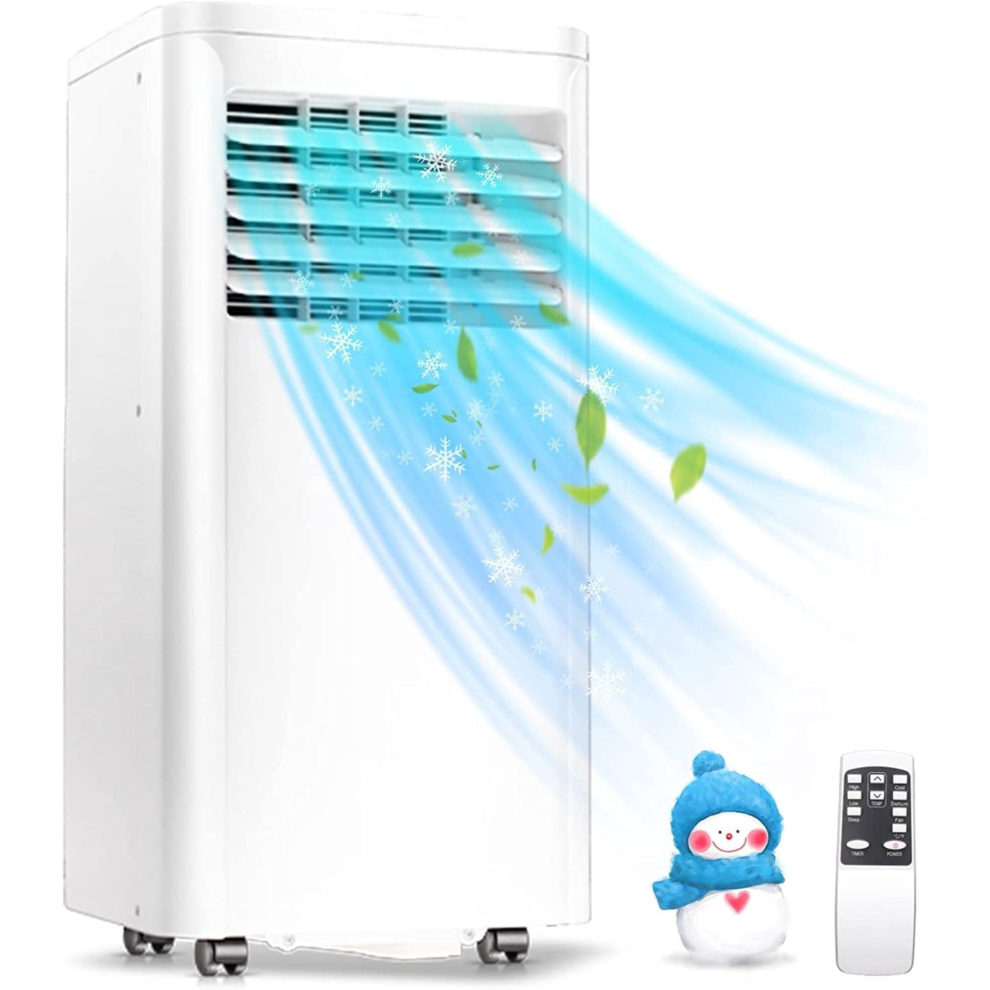 Auseo 6000 BTU (10000 BTU ASHRAE) Portable Air Conditioner. AC. Cools 450sq. ft. 24H Timer. Quiet Operation. Window Fan. 2 Fan Speed for Bedroom Office Home