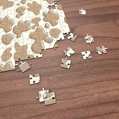 Puzzle Gift Milk Tea Brown Cow Print Puzzle for Her / Him
