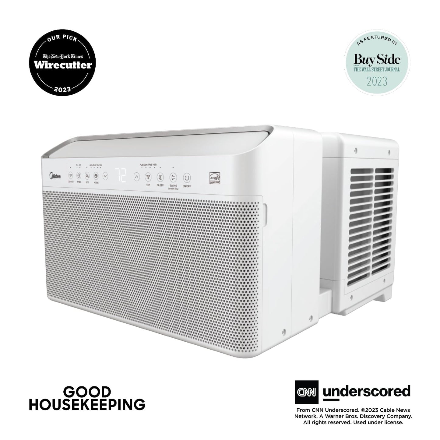 Midea 8.000 BTU Smart Inverter U-Shaped Window Air Conditioner. 35% Energy Savings. Extreme Quiet. Cools up to 350 Sq. ft.. MAW08V1QWT