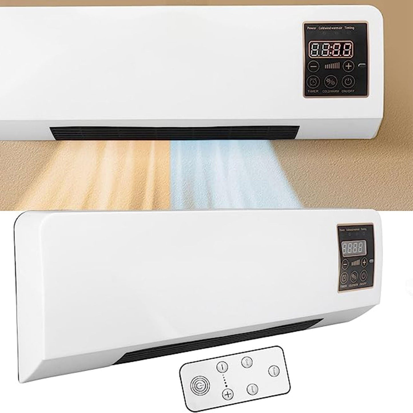 TUTUnaumb Small Conditioner. Wall Mounted Conditioner Mini And Heating Conditioner With Remote Control Conditioning Digital Display Conditioner Hot Fan For Bedroom Living Office Indoor Use-White