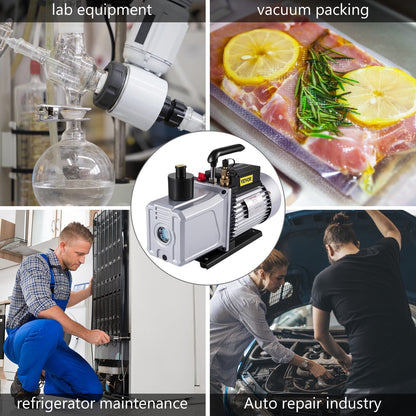 VEVOR Vacuum Pump 12CFM 1HP Single Stage Air Conditioning Vacuum Pump 110v 5PA Ultimate Vacuum Refrigerant HVAC Air Tool for Automobile Reparation Vacuum Evacuation